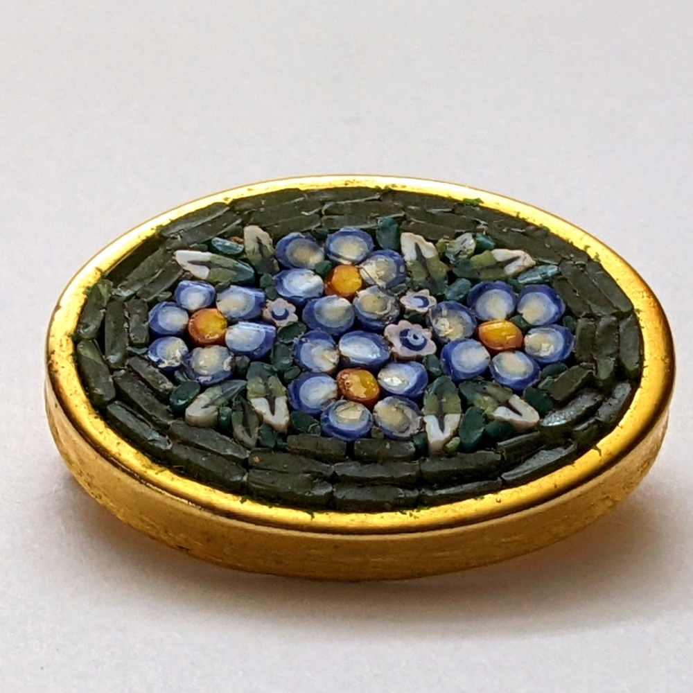 Vintage Floral Italian Mosaic Brooch